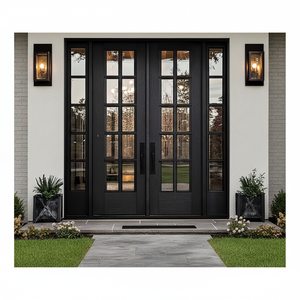 XIYATECH özel ön dış giriş giriş ana çift cam açılış pencere ile ferforje çift kapı - Product Image 1