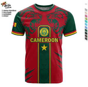 Camiseta personalizada 2024 African Nations Go Champions Lion Style, 180 gramos, peso <span class=keywords><strong>de</strong></span> tela, estampado informal, patrón <span class=keywords><strong>de</strong></span> fútbol <span class=keywords><strong>de</strong></span> Camerún - Product Image 1