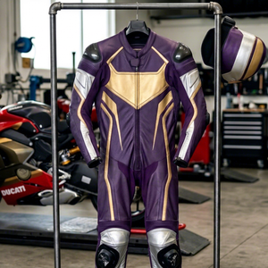 Traje de Motociclismo de Manga Larga para Hombre, Color Morado y Dorado, de PU Transpirable, para Todas las Estaciones - Product Image 1