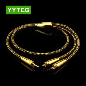 T3 YYTCG Hifi da 3.5mm a 2rca cavo di fascia alta placcato argento per PC Mobilephone amplificatore interconnessione <span class=keywords><strong>3.5</strong></span> <span class=keywords><strong>Jack</strong></span> al cavo ca - Product Image 6