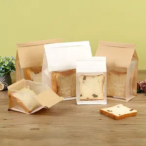 Popular Bakery 8 Side Seal Toast Bag With Transparent Window And Tin Strip Seal Greaseproof Waterproof Food Preservation
