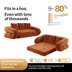Sofá Cama Plegable Moderno de Microfibra, Color Naranja, Rectangular, de Una Plaza, Extra Suave, con Funda Extraíble, Doble Uso, para Sala de Estar - Product Image 2
