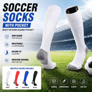 Chaussettes de football respirantes montantes avec poche intégrée pour protège-tibias, insertion directe et retrait rapide pendant l'entraînement - Product Image 2
