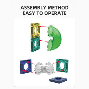 Set mainan blok susun plastik hadiah, Set blok bangunan magnetik bola jalur pendidikan orang tua anak - Product Image 4