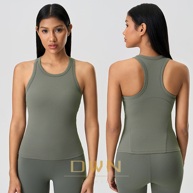 Women's Slim-Fit Sleeveless Top for Sports New Spring Summer Style Nude Yoga Clothes with Chest Pads Breathable Lightweight Vest