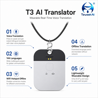 Traducteur de langues IA 146+ langues, traduction hors ligne face à face via application, appareil Bluetooth 5.3 pour les voyages