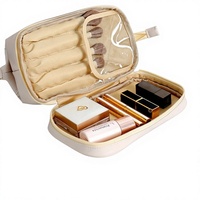 Sac de maquillage pour influenceurs, tendance, imperméable, en PU, avec fermeture éclair, poignée souple, multifonctionnel, grande capacité, sac de rangement cosmétique de voyage