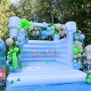 Color pastel niños fiesta al aire libre salto Combo castillo hinchable Casa de rebote azul inflable con tobogán y pozo de bolas - Product Image 6