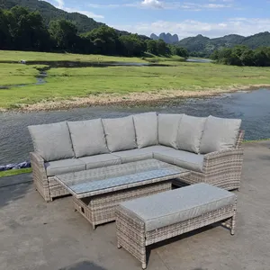 All Weather 5 Pieces Patio Furniture Set, Rattan Outdoor Table and Chairs for Yard,Pool or Backyard Outdoor Sofa Set Waterproof