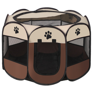 Foldable Scratch-Resistant Octagonal Pet <strong>Cage</strong> with Paw Print Pattern for Dog &amp; Cat Whelping Box Delivery Room Use Big Size - Product Image 1