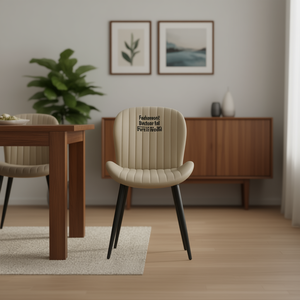 Chaise de salle à manger moderne en cuir PU, confortable, avec pieds en métal, pour salons, meubles de maison - Product Image 2