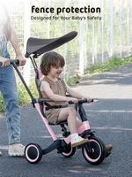 Tricycle poussette portable haut de gamme à 4 roues pour bébé, pliage en un clic, cadre en acier inoxydable, roues en PVC/PU, capacité de charge de 15 kg