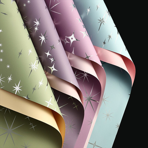 Nouvel Arrivage Usine : Papier d'Emballage Numérique Imperméable Bicolore Double Face Mat Argenté avec Fleurs en Verre Étoiles Scintillantes - Product Image 2