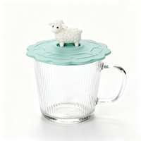 Couvre-gobelets réutilisables en silicone écologiques en forme d'animaux mignons (chien/agneau/paresseux) pour tasses à thé, certifiés UE