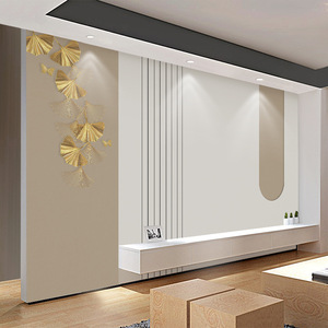 Tv fond mur papier peint doré feuille de Ginkgo salon canapé atmosphérique Film et télévision papier peint revêtement mural - Product Image 1