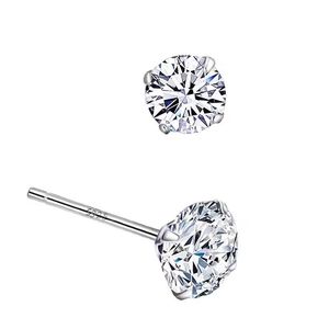 Boucles d'oreilles clous en argent S925 sur mesure avec zircon, taille brillant rond, design géométrique, unisexe, pour usage quotidien - Product Image 5