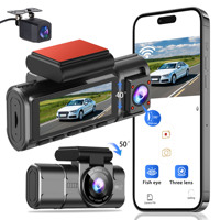 Caméra embarquée 3 canaux 4K à triple objectif, enregistreur de conduite pour voiture avec caméra avant, intérieure et arrière 1080P, Wi-Fi, GPS et vision nocturne Starvis