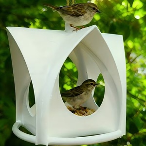 3D Printed Outdoor Hanging <b>Bird</b> Feeder White Plastic Durable Design For Pet <b>Birds</b> Rounded Shape With Drainage Hole - Product Image 3