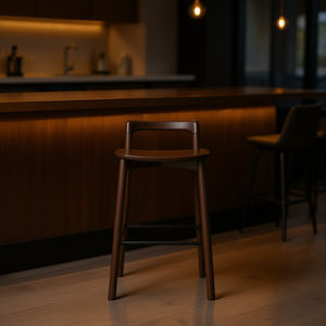 Tabouret de bar Sven moderne et minimaliste en noyer brun foncé, dossier bas de 26,5 pouces, pour aménagement de bar - Product Image 2