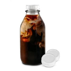 Bouteille à lait en verre carrée de 1 l, avec couvercle anti-empeigne blanc, pot de lait de 32Oz, pour boisson, bouteille en verre avec couvercle pour lait d'avoine, 30 ml - Product Image 1
