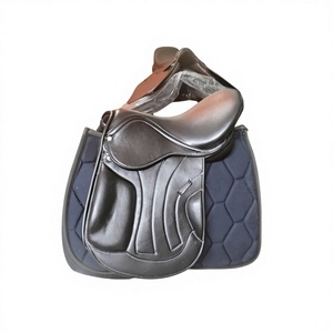 Professional Leather Wood Tree Horse Riding English Style Saddle <b>Trainer</b> Double Belly Band Endurance Saddle - Product Image 1