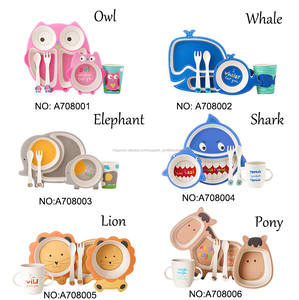 <span class=keywords><strong>Amazon</strong></span> 5 piezas de bambú de fibra de los niños conjunto Vajilla para niños - Product Image 6
