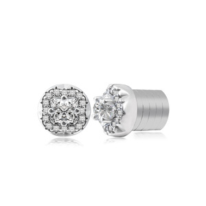 Clip-On Earrings Four Leaf Clover Shape Crystal Inlay Claw Setting Everyday Wear For Men And Women - Product Image 1