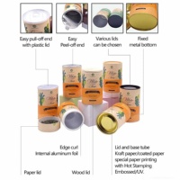 Boîte en carton kraft écologique de luxe avec couvercle pour emballage de poudre de complément alimentaire et de thé, doublée de papier métallisé