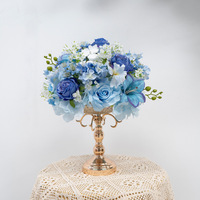 Décoration florale murale bleue pastorale de printemps, arrangement de fleurs artificielles prêt à l'emploi, pour vitrine de magasin et intérieur de maison