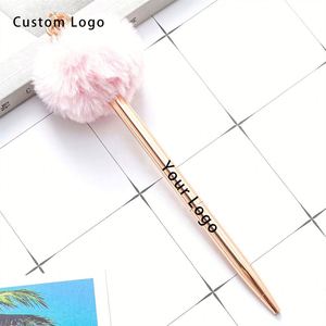Cute Fluffy Metal Pom Ballpoint <b>Pen</b> - Fun Promotional Gift for Business Events - Product Image 1
