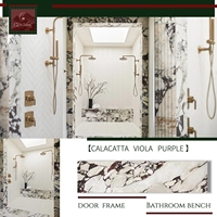 GOLDKING Marbre Calacatta Viola de Luxe pour Sols et Murs de Salle de Bain d'Hôtel, Plans de Travail de Vanité aux Riches Veines Violettes, Résistant, Idéal pour les Espaces Haut de Gamme