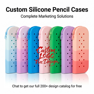 Étui à crayons en silicone avec logo personnalisé, trou pour stylo, papeterie scolaire, enfants, créatif, mignon, DIY, sac à crayons multifonction, pochette de rangement - Product Image 1