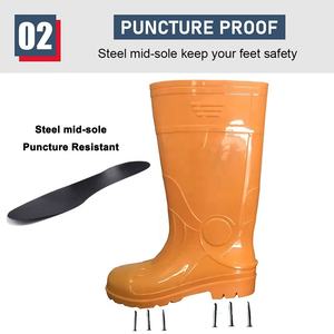 Bottes de sécurité CE montantes pour homme, <span class=keywords><strong>orange</strong></span>, antidérapantes, résistantes aux produits chimiques et aux huiles, antistatiques, avec embout et plaque intermédiaire en acier - Product Image 3