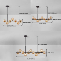 Lustre linéaire contemporain en verre noir pour îlot de cuisine, restaurant, hôtel et salle à manger