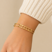 Bracelet manchette personnalisé avec nom, lettre découpée sur mesure, en or ou argent, ajustable, cadeau pour elle, petite amie, maman, anniversaire