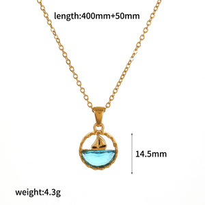 Collier Pendentif Thème Océan en Acier Inoxydable Plaqué Or 18 carats, Motif Géométrique Animal Tortue Étoile de Mer, Chaîne Clavicule, Bijou Cadeau - Product Image 5