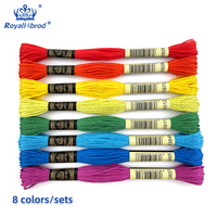 Fil à broder DIY 100% Coton Égyptien, Lot de 8, pour Point de Croix, Motif Teint, Couleur Fixe, Technique Mercerisée, Haute Qualité