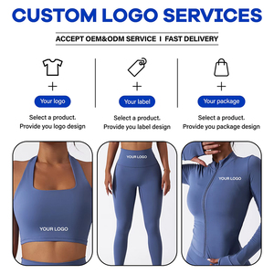 Conjunto de Yoga de 3 Piezas Elástico para Mujer, <span class=keywords><strong>Leggings</strong></span> de Gimnasio y Fitness, Chaqueta de Yoga con Cierre, Servicio de Personalización con Logotipo - Product Image 2
