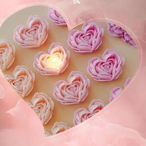 Ev dekor sevgililer günü koku hediye el yapımı özel soya balmumu parafin balmumu kalp gül şekli kokulu mum - Product Image 4
