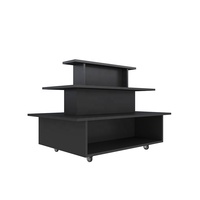 Yiree vêtements marque magasin luminaires usine premium bois 3 niveaux support supérieur portable table rotative affichage avec roues