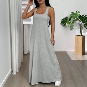 BYJ262 Robes d'été tendance pour femmes, décontractées, sexy, camisole et <span class=keywords><strong>robe</strong></span> longue sans manches à col carré et bretelles épaisses - Product Image 4