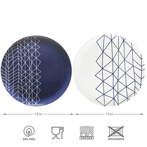 Ensembles de vaisselle en porcelaine, plateau rond en mélamine, ensembles d'assiettes à dîner classiques - Product Image 2