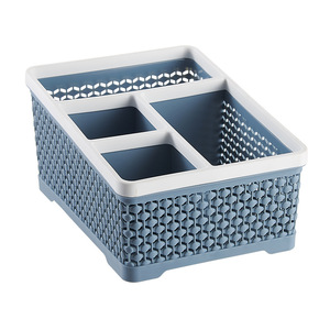 Boîte de rangement de bureau multi-compartiments avec séparateurs pour cosmétiques, soins de la peau et fournitures de bureau, design rectangulaire en treillis - Product Image 3