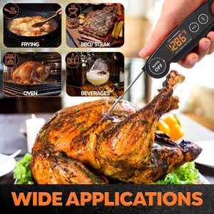 Thermomètre alimentaire pliable étanche pour la cuisson de la viande, idéal pour la cuisson en extérieur et en cuisine, pour la dinde et le barbecue, rechargeable par USB - Product Image 6