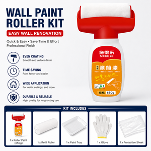 Juego de Rodillo y Pintura de Látex Todo en Uno, Portátil, para Renovación y Reparación de Paredes - Product Image 1