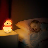Lampe d'Ambiance LED RGB à Changement de Couleur en Silicone, Design Bonhomme de Neige Anime Mignon, Décoration de Chambre de Noël