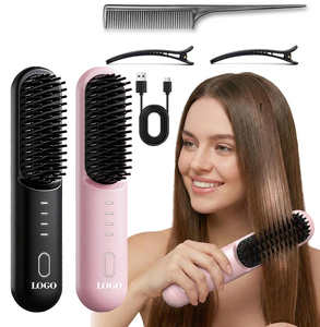2026 Upgraded 4000mah <b>USB</b>-C Portable <b>Heated</b> Cordless Mini Hair Brush Mini Rechargeable Hair Straightener Hot Comb - Product Image 1
