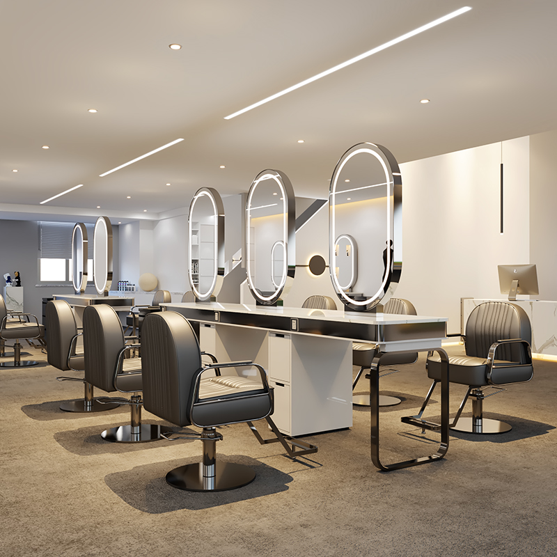 New Fashion double side salon styling LED lighting gold beauty mirror station for Hairdressing