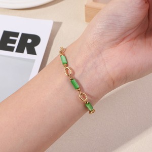 สร้อยข้อมือหินธรรมชาติสีสันสวยงาม ไม่ซีดจาง ชุบทอง PVD บนสแตนเลสสตีล สำหรับผู้หญิง ของขวัญเครื่องประดับ - Product Image 5