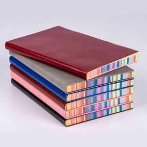 Cuaderno de Tapa Dura de Cuero con Borde Colorido A6 A5 B5, 120 Hojas, Cuaderno de Arcoíris, Bloc de Notas Portátil de Oficina, Personalizado OEM ODM al por Mayor - Product Image 3